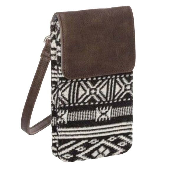 NEW Thirty One Call Me CROSSBODY Bag Purse Rio Weave Black White Saddle Brown - Picture 3 of 7